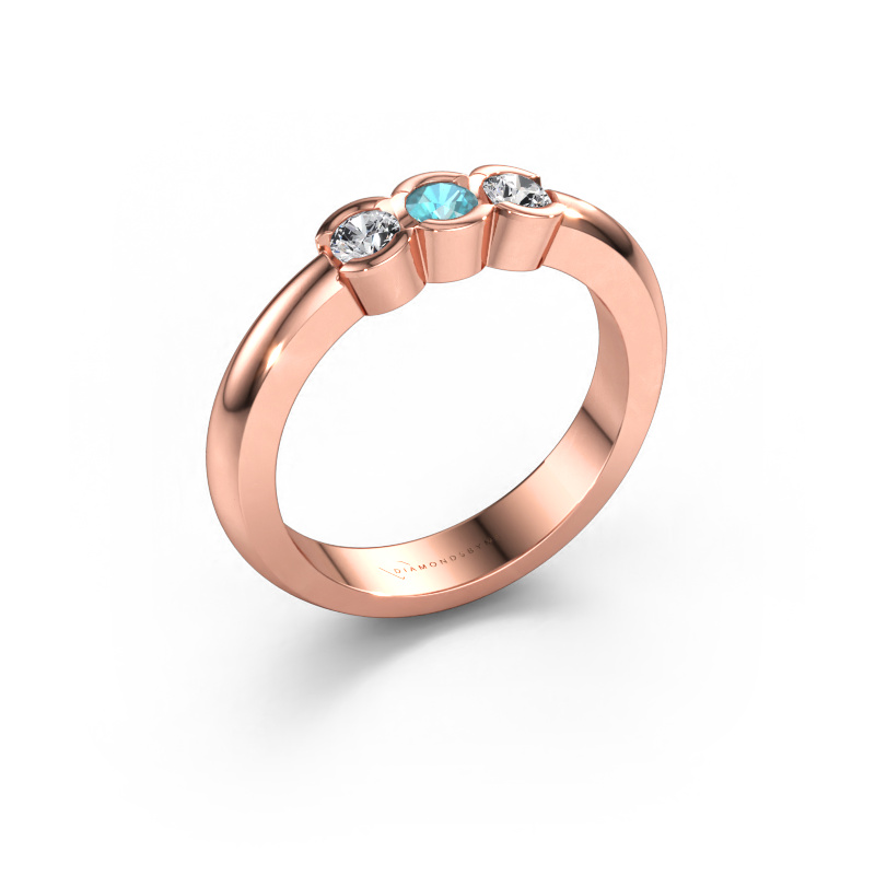Immagine di Anello Lotte 3 585 oro rosa Topazio blu 3 mm