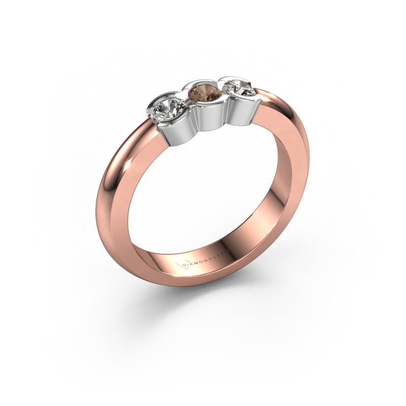 Afbeelding van Ring Lotte 3 585 rosé goud Bruine diamant 0.30 crt