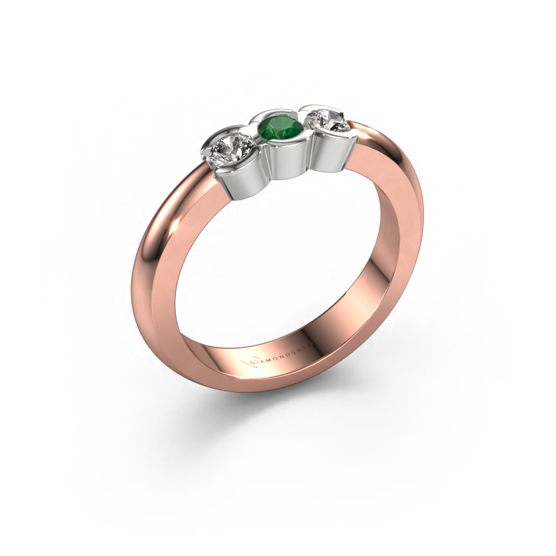 Image de Bague Lotte 3 585 or rose Emeraude 3 mm