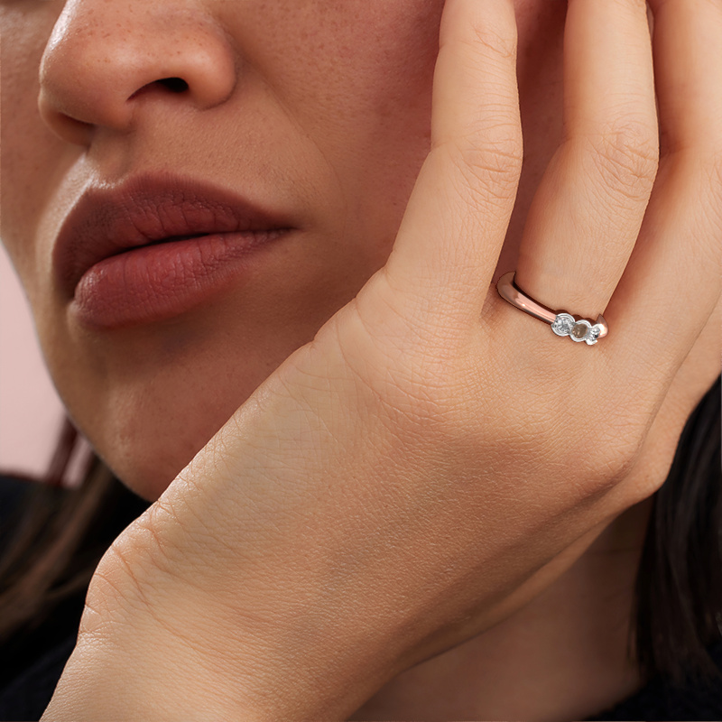 Afbeelding van Ring Lotte 3 585 rosé goud Bruine diamant 0.30 crt