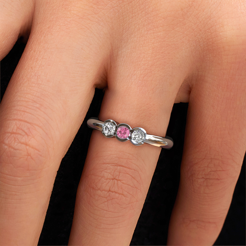 Afbeelding van Ring Lotte 3 950 platina Roze saffier 3 mm