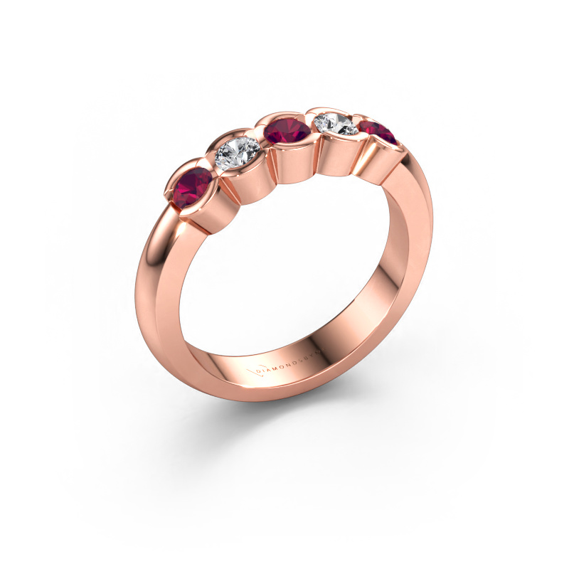 Immagine di Anello Lotte 5 585 oro rosa Rodolite 3 mm