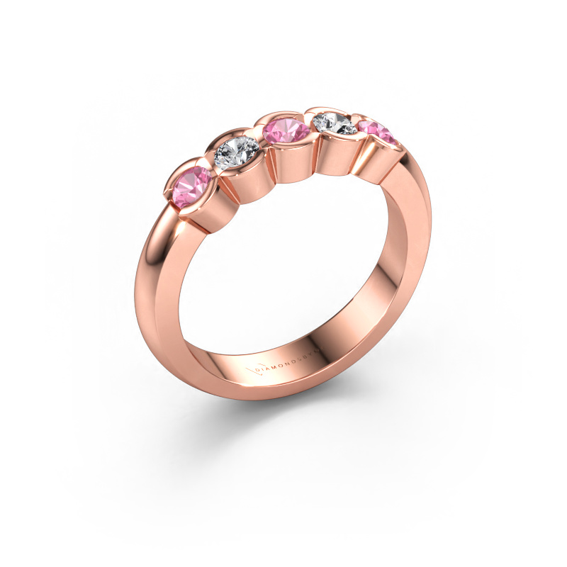 Immagine di Anello Lotte 5 585 oro rosa Zaffiro rosa 3 mm