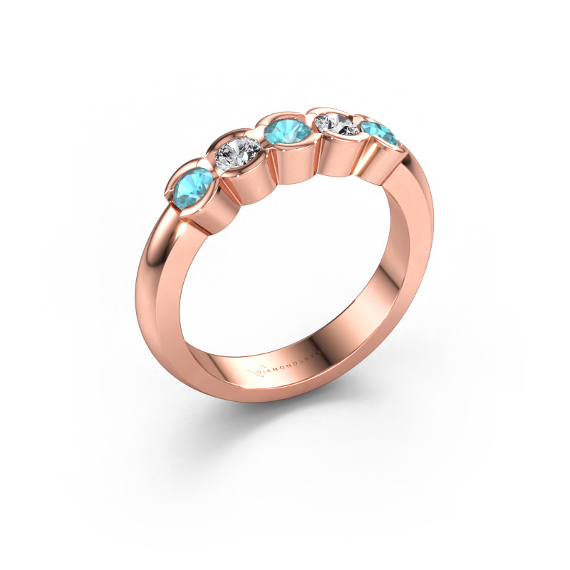 Immagine di Anello Lotte 5 585 oro rosa Topazio blu 3 mm
