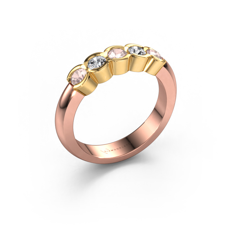 Image of Ring Lotte 5 585 rose gold Morganite champagne 3 mm