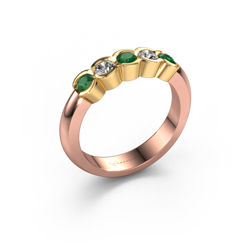 Image of Ring Lotte 5 585 rose gold Emerald 3 mm