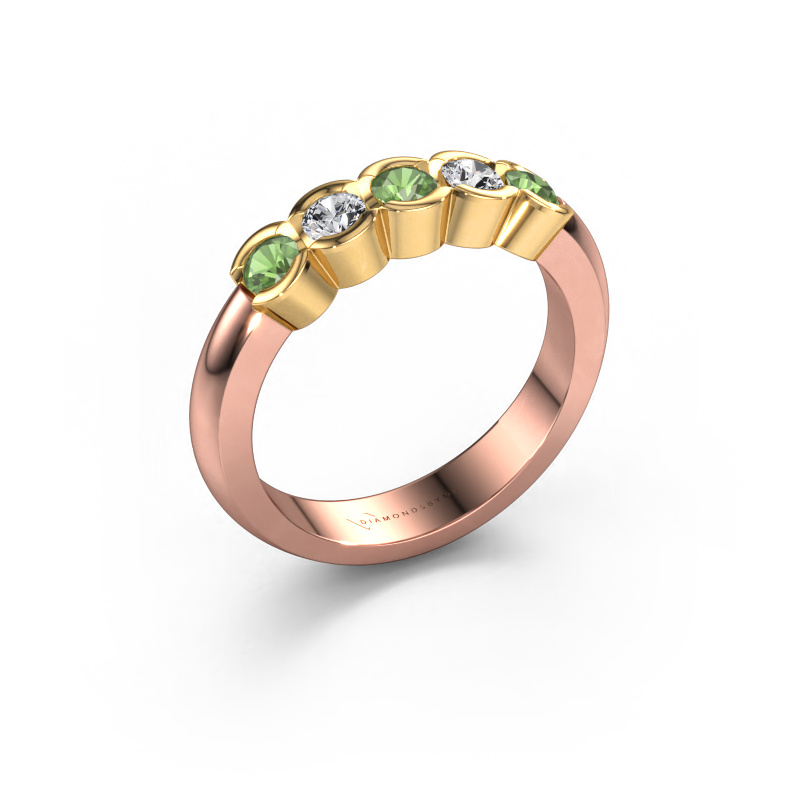 Image de Bague Lotte 5 585 or rose Vert tourmaline 3 mm