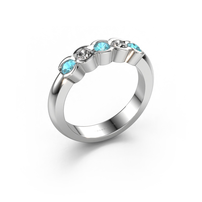 Bild von Ring Lotte 5 950 Platin Blau Topas 3 mm