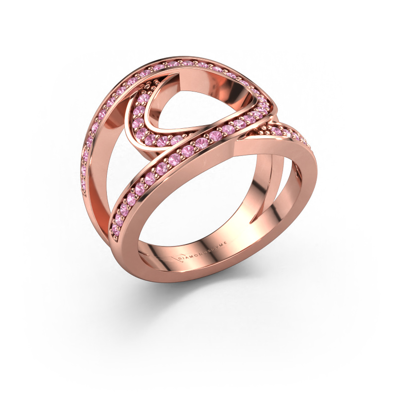 Afbeelding van Ring Louise 585 rosé goud Roze saffier 1.2 mm