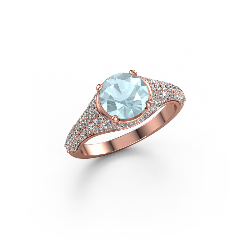 Afbeelding van Verlovingsring Lovella 585 rosé goud Aquamarijn 7 mm