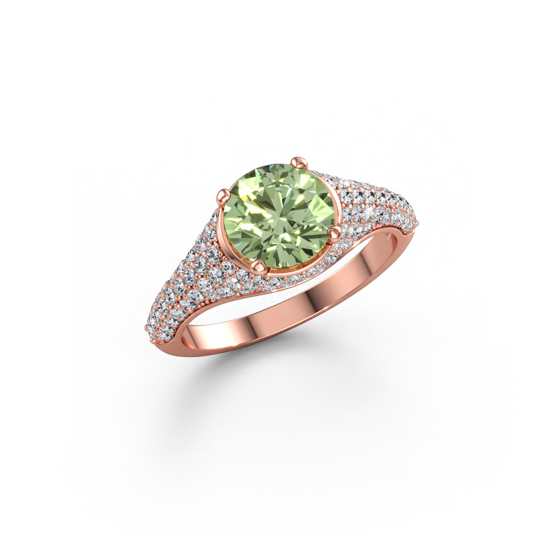 Bild av Förlovningsring Lovella 585 roséguld Grön labbodlad diamant 7 mm