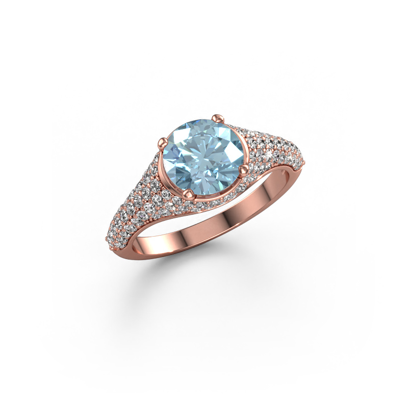 Image of Engagement ring Lovella 585 rose gold Blue lab grown diamond 7 mm