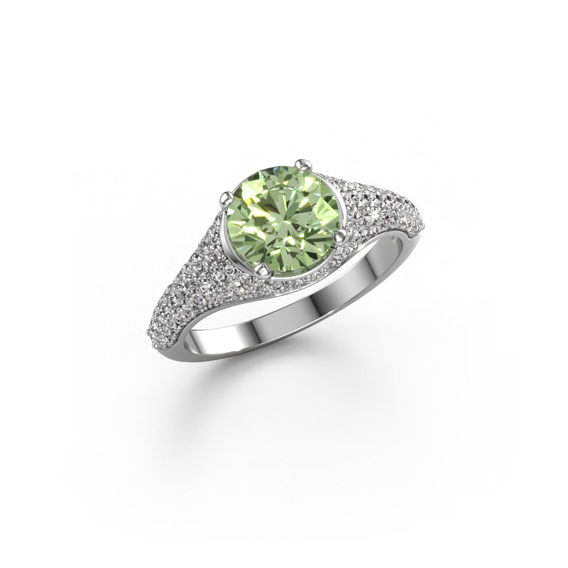 Image of Engagement ring Lovella 950 platinum Green lab grown diamond 7 mm