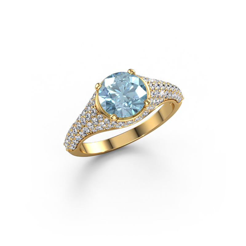 Image of Engagement ring Lovella 585 gold Blue lab grown diamond 7 mm