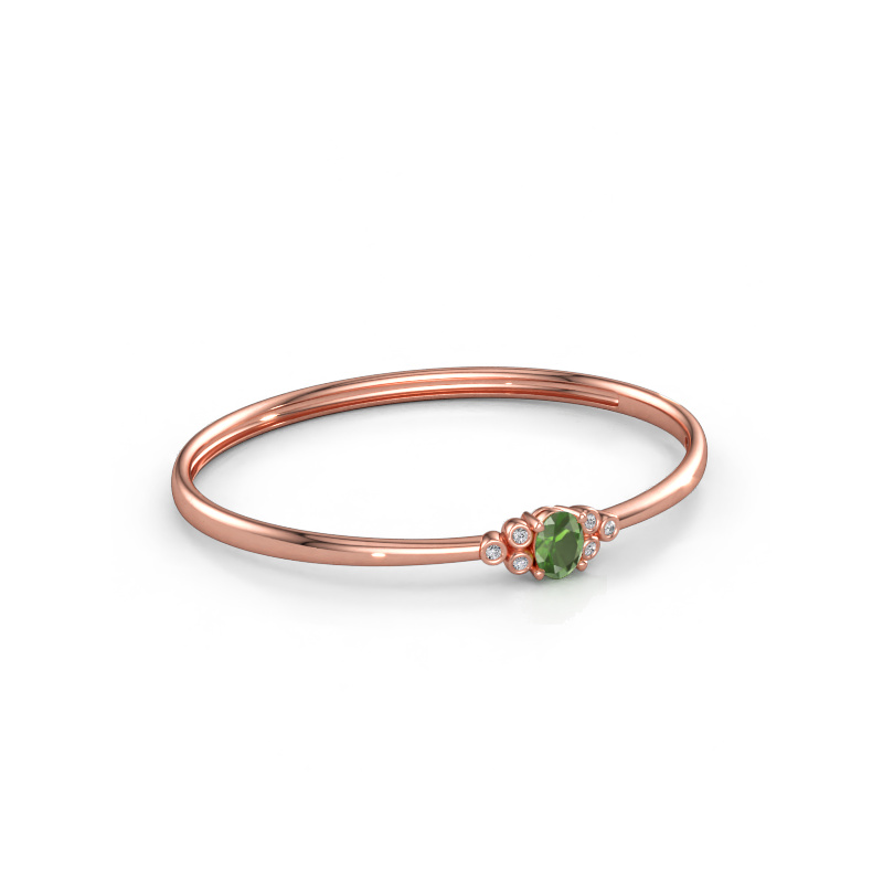 Immagine di Bracciale rigido Lucy 585 oro rosa Tormalina verde 8x6 mm
