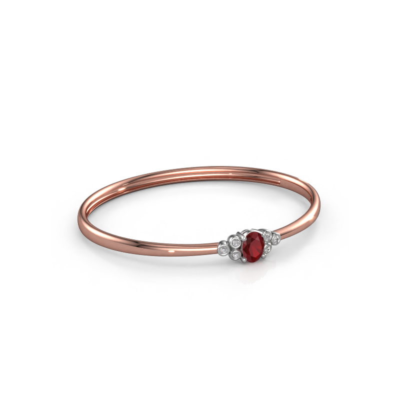 Image de Bracelet jonc Lucy 585 or rose Rubis 8x6 mm
