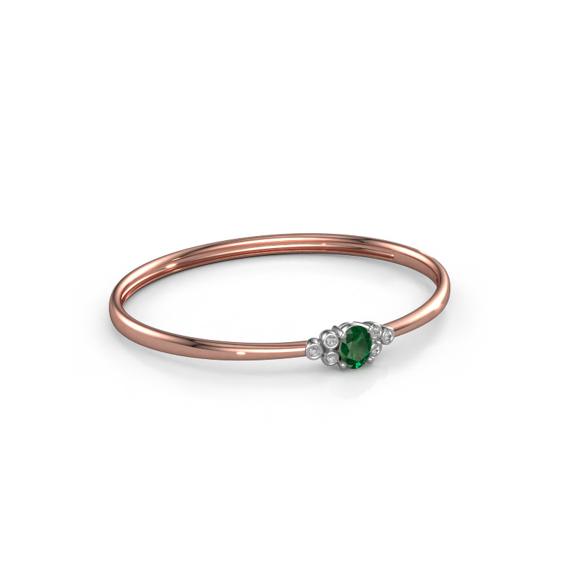 Image of Bangle Lucy 585 rose gold Emerald 8x6 mm
