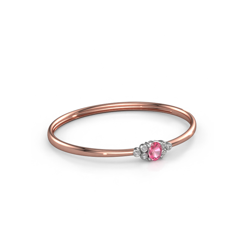 Image de Bracelet jonc Lucy 585 or rose Saphir rose 8x6 mm