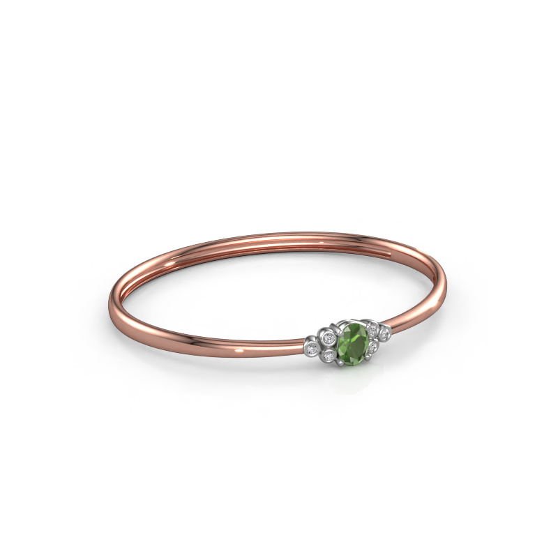 Afbeelding van Slavenarmband Lucy 585 Rosé goud Toermalijn groen 8x6 mm