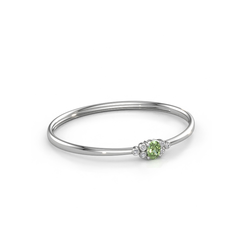 Bild av Armring Lucy 585 vitt guld Grön labbodlad diamant 8x6 mm