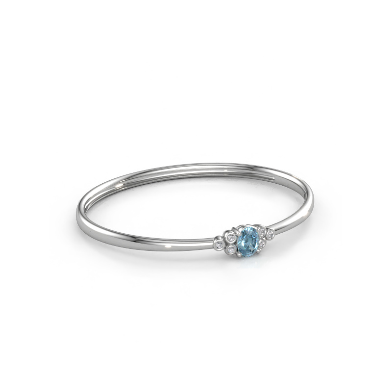 Bild av Armring Lucy 585 vitt guld Blå labbodlad diamant 8x6 mm