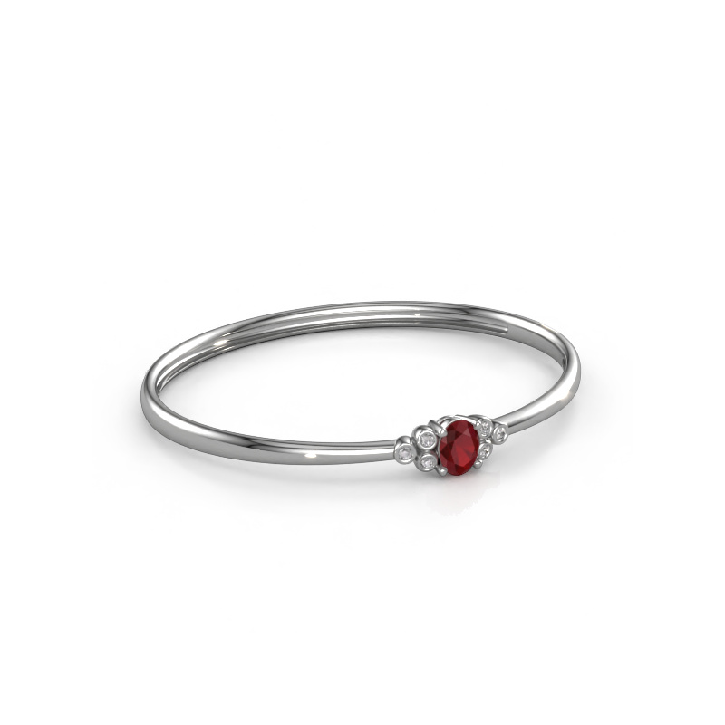 Image of Bangle Lucy 585 white gold Ruby 8x6 mm