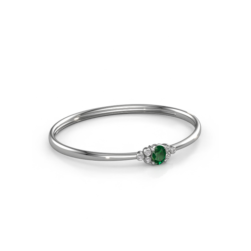 Image of Bangle Lucy 585 white gold Emerald 8x6 mm