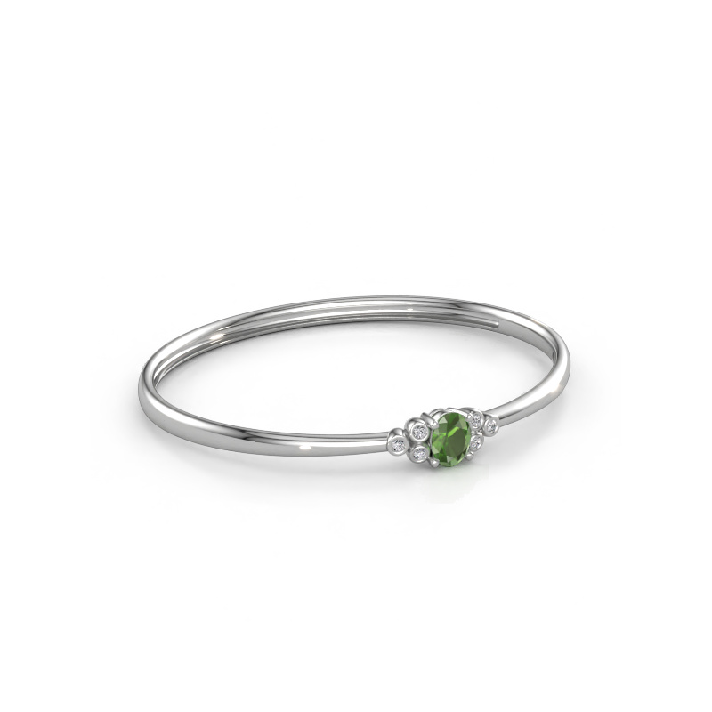 Bild av Armring Lucy 585 vitt guld Grön turmalin 8x6 mm