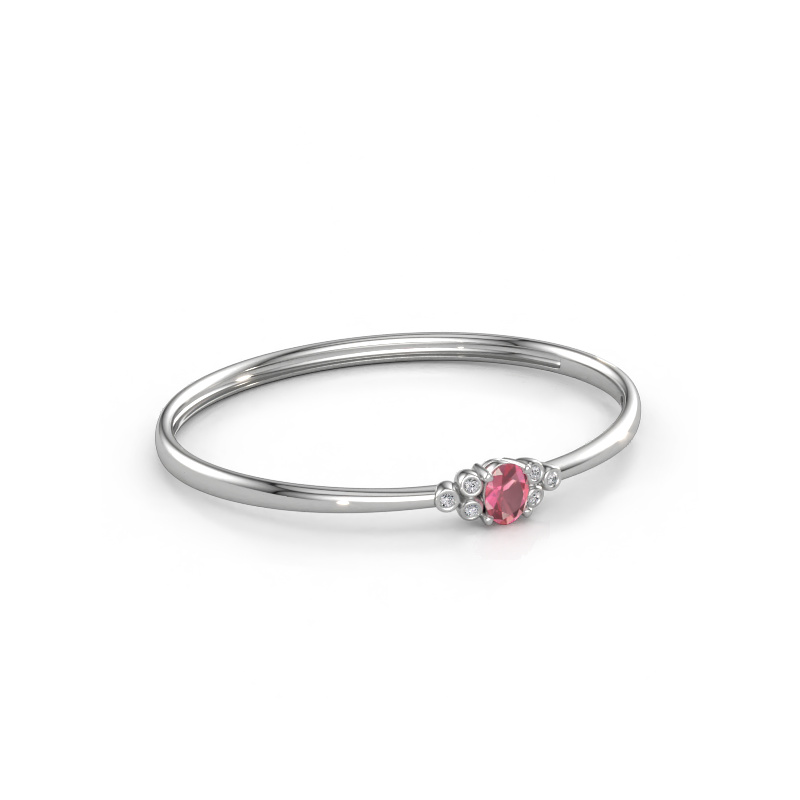 Bild av Armring Lucy 585 vitt guld Rosa turmalin 8x6 mm