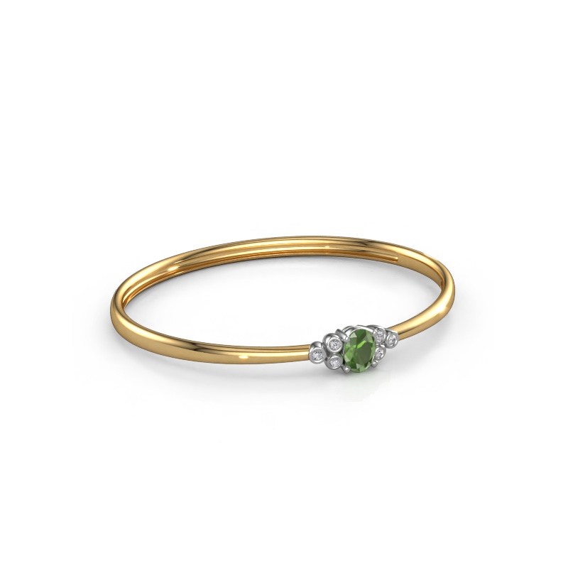 Afbeelding van Slavenarmband Lucy 585 Goud Toermalijn groen 8x6 mm