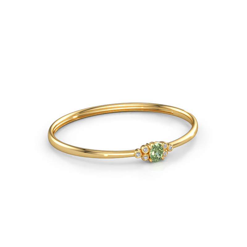Bild av Armring Lucy 585 gult guld Grön labbodlad diamant 8x6 mm