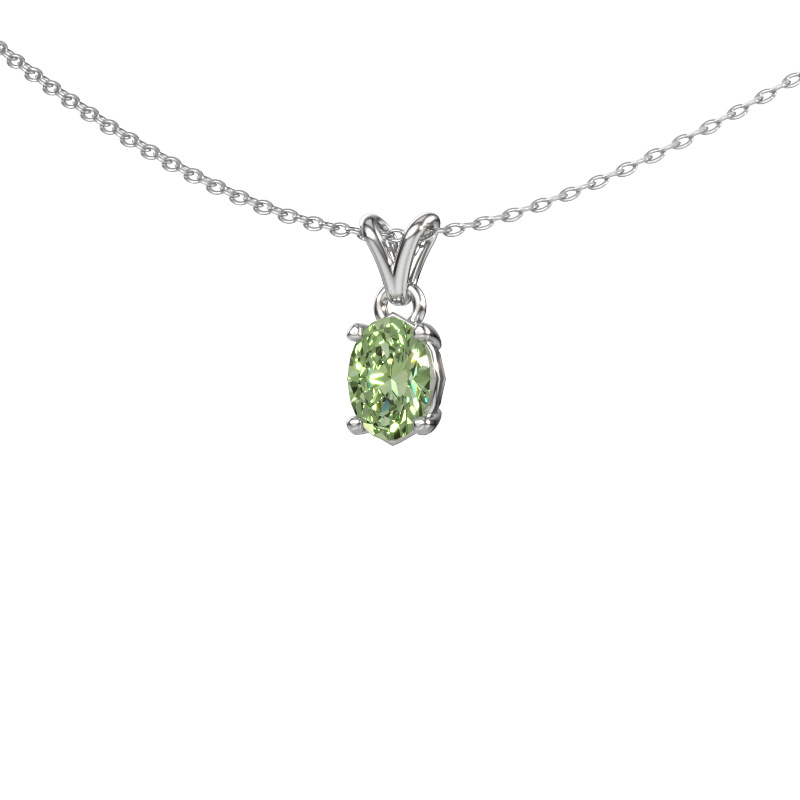 Image of Pendant Lucy 1 585 white gold Green lab grown diamond 7x5 mm