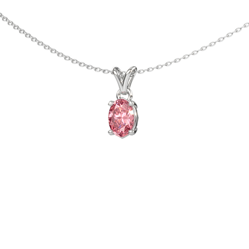 Immagine di Ciondolo Lucy 1 585 oro bianco Diamante lab grown rosa 7x5 mm