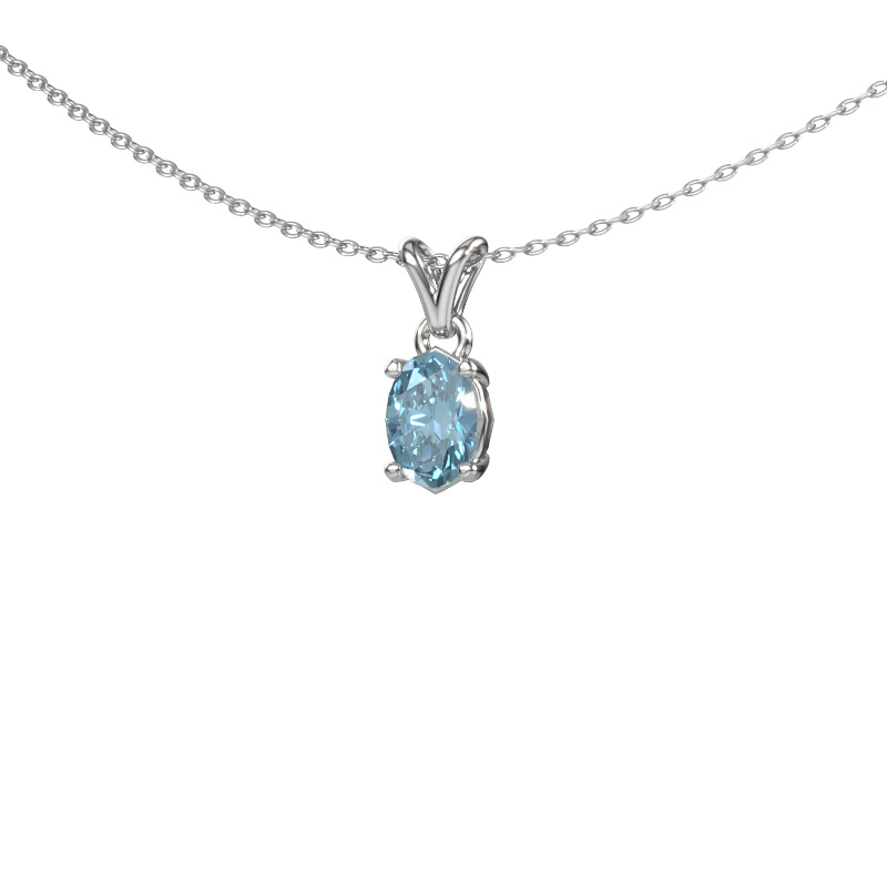Image of Pendant Lucy 1 585 white gold Blue lab grown diamond 7x5 mm