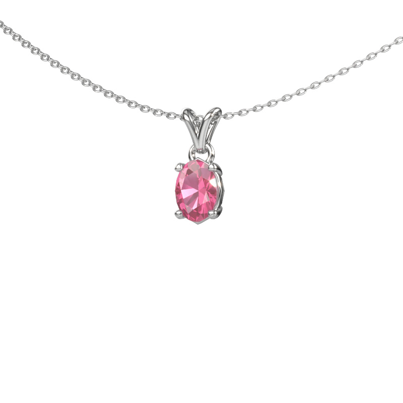 Image of Pendant Lucy 1 585 white gold Pink sapphire 7x5 mm