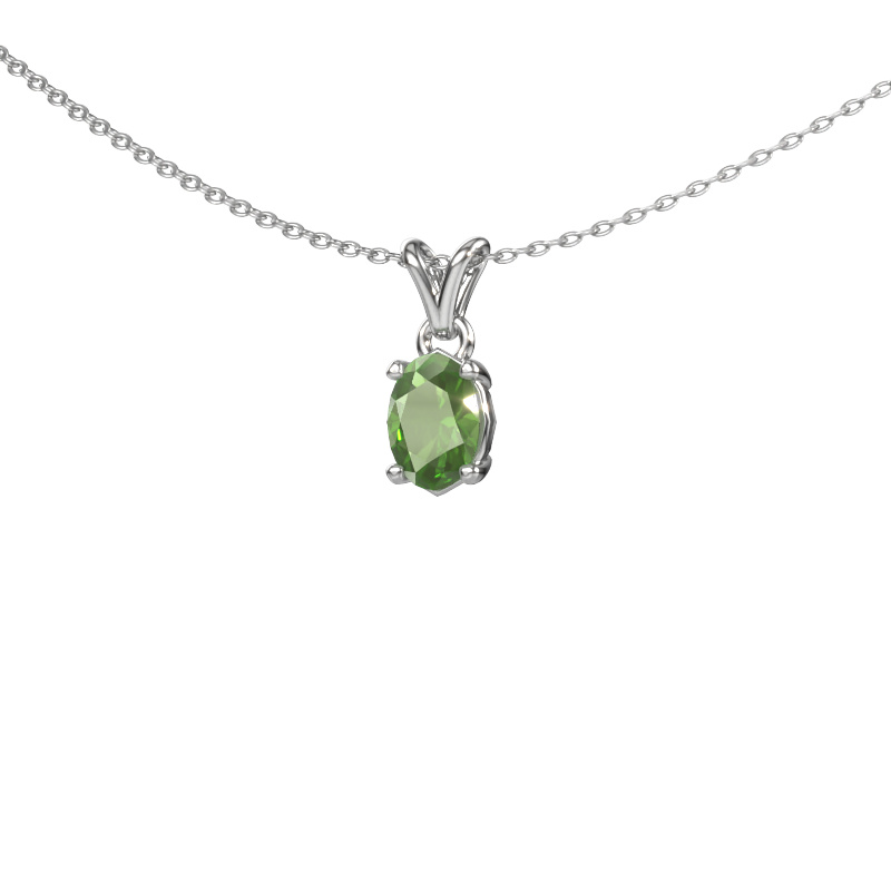 Image of Pendant Lucy 1 585 white gold Tourmaline green 7x5 mm