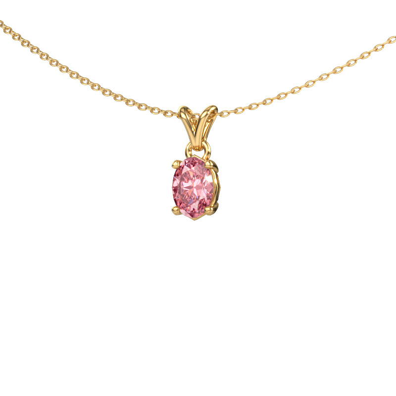 Image of Pendant Lucy 1 585 gold Pink lab grown diamond 7x5 mm
