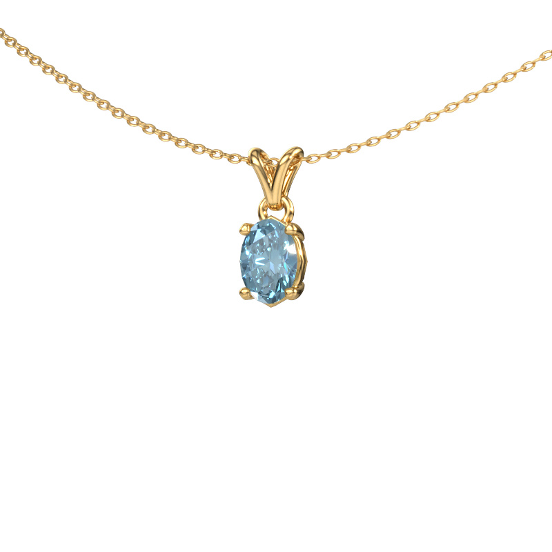 Image of Pendant Lucy 1 585 gold Blue lab grown diamond 7x5 mm
