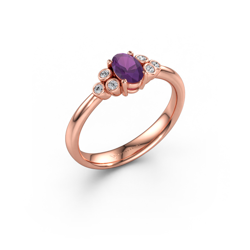Immagine di Anello di fidanzamento Lucy 1 585 oro rosa Ametista 6x4 mm