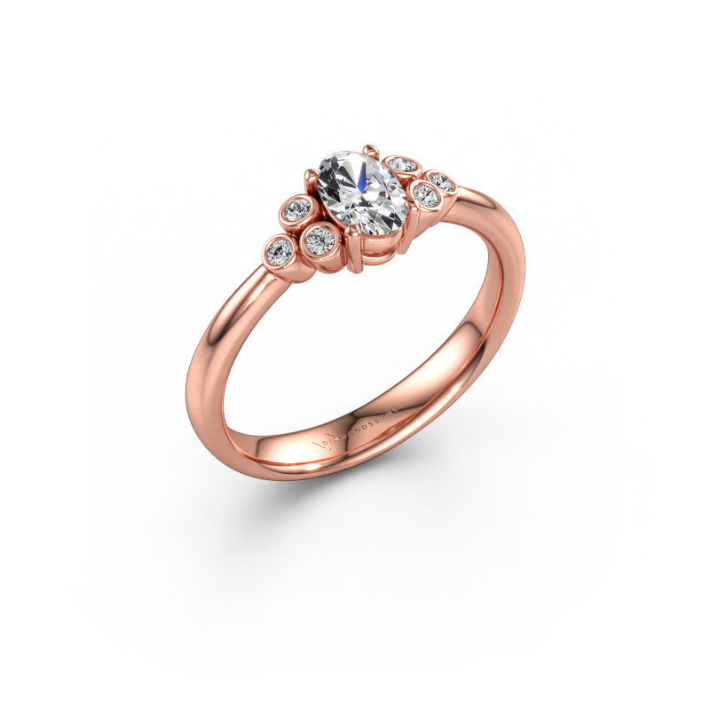 Bild av Förlovningsring Lucy 1 585 roséguld Diamant efter eget val 6x4 mm