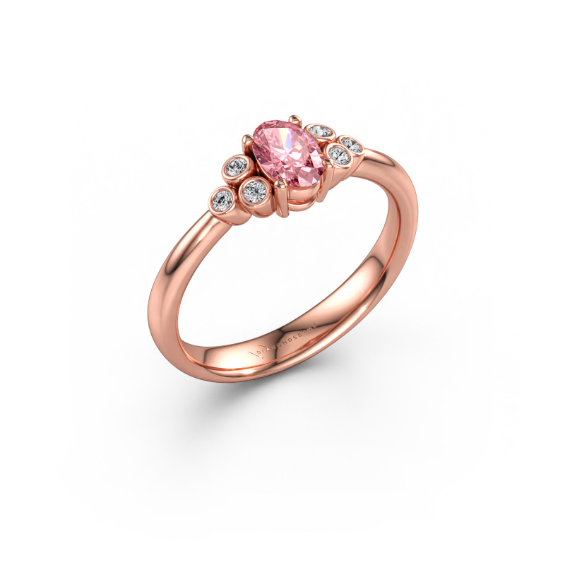 Image of Engagement ring Lucy 1 585 rose gold Pink lab grown diamond 6x4 mm