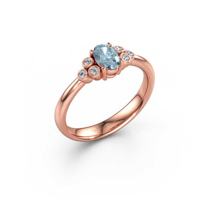 Immagine di Anello di fidanzamento Lucy 1 585 oro rosa Diamante lab grown blu 6x4 mm
