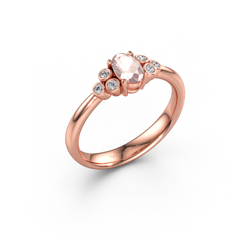 Bild av Förlovningsring Lucy 1 585 roséguld Champagnefärgad morganit 6x4 mm