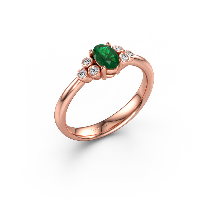 Immagine di Anello di fidanzamento Lucy 1 585 oro rosa Smeraldo 6x4 mm