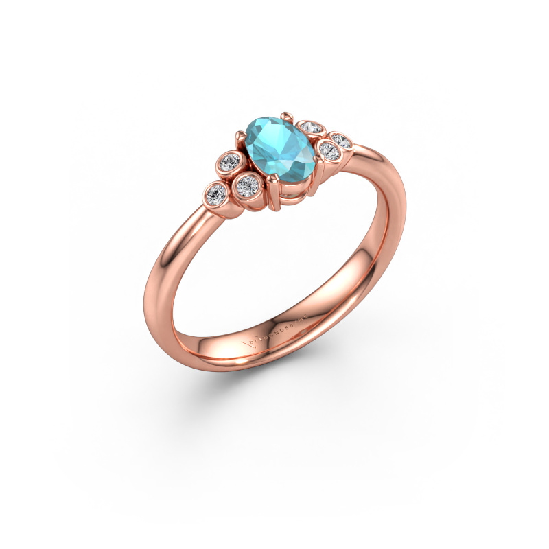 Bild av Förlovningsring Lucy 1 585 roséguld Blå topas 6x4 mm