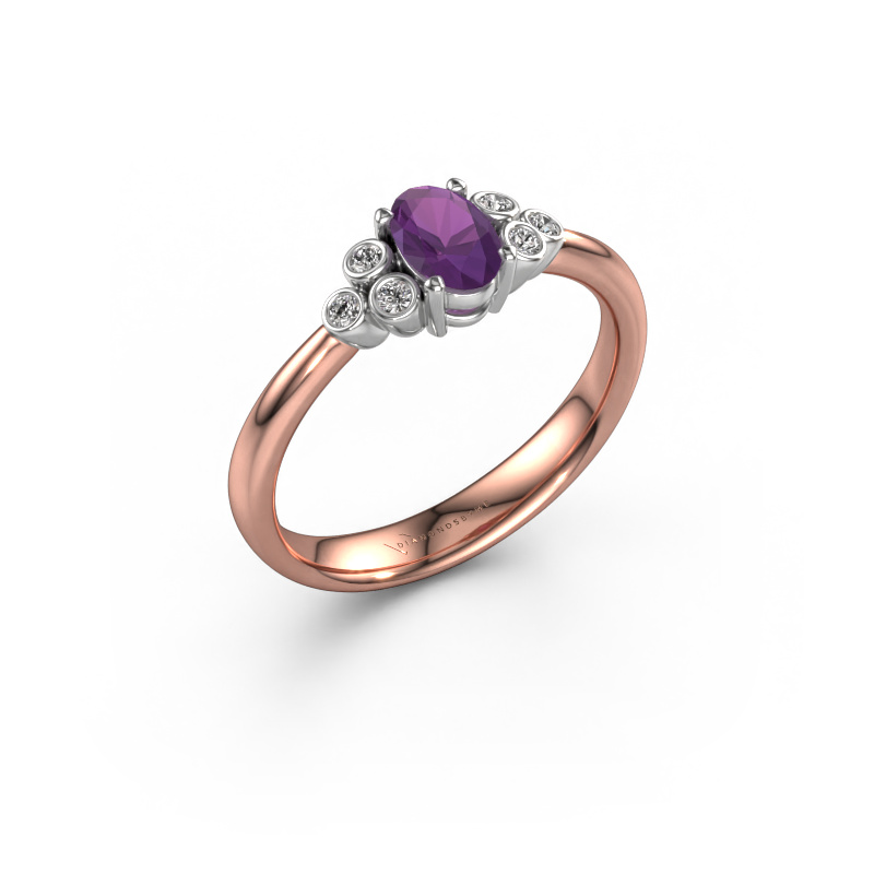 Bild von Verlobungsring Lucy 1 585 Roségold Amethyst 6x4 mm