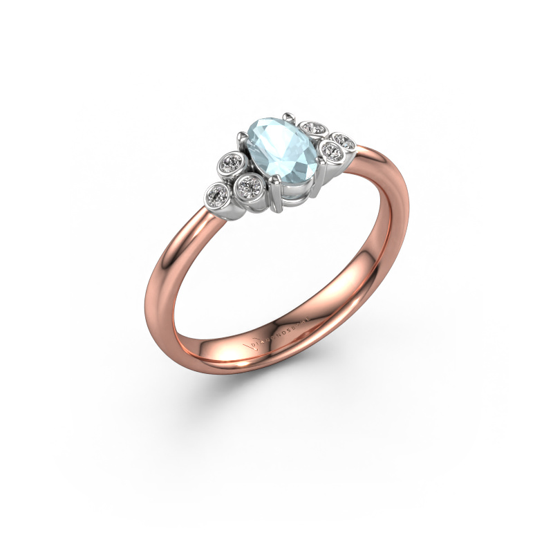 Image de Bague de fiançailles Lucy 1 585 or rose Aigue-marine 6x4 mm