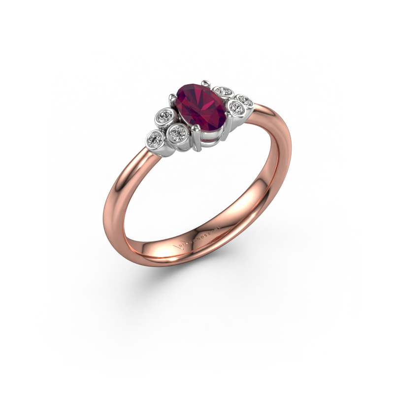 Bild von Verlobungsring Lucy 1 585 Roségold Rhodolit 6x4 mm