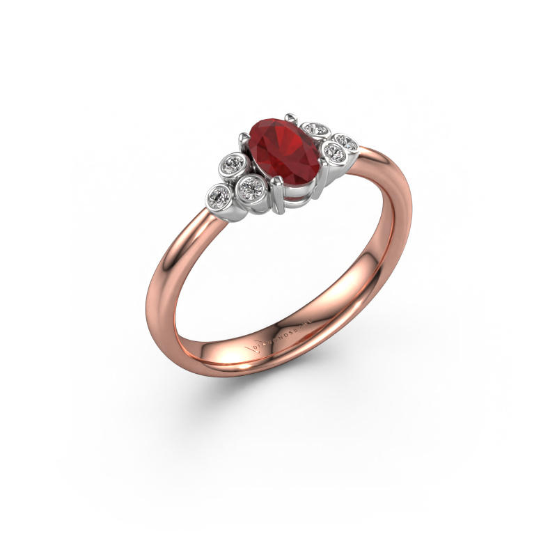 Image of Engagement ring Lucy 1 585 rose gold Ruby 6x4 mm