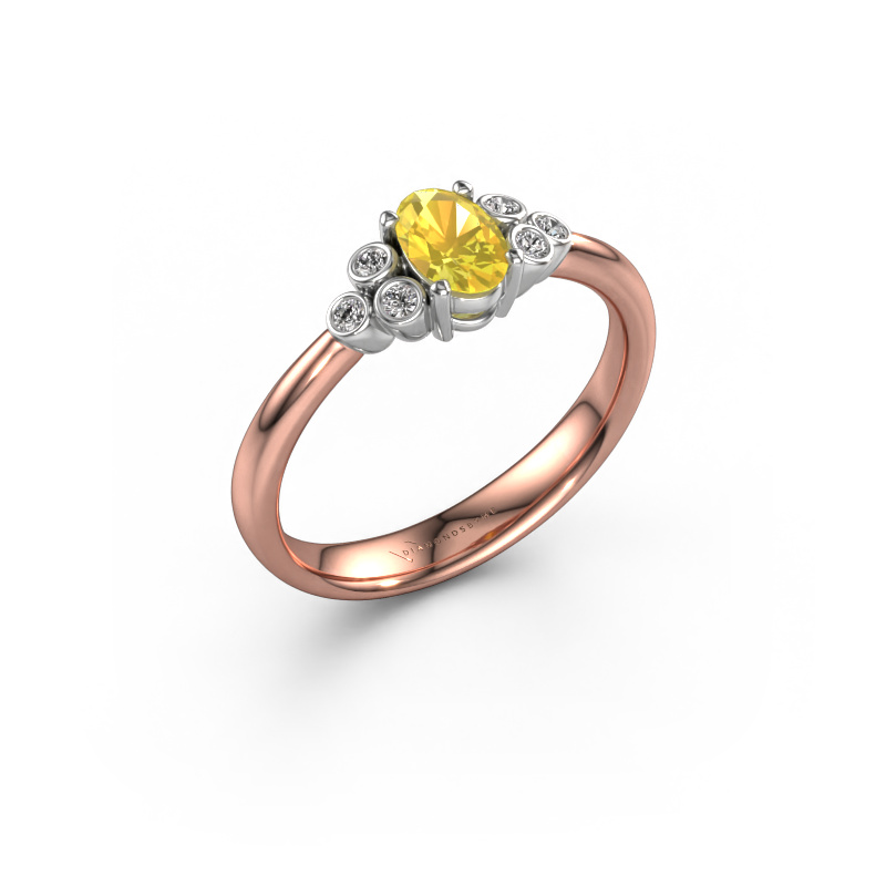 Image of Engagement ring Lucy 1 585 rose gold Yellow sapphire 6x4 mm